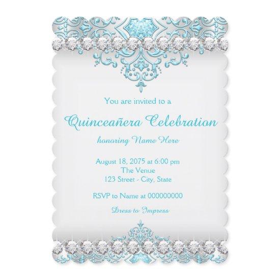 Turquoise and Silver Diamond Quinceanera