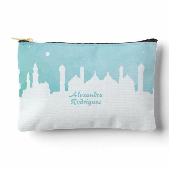 Turquoise Arabian Nights Watercolor Accessory Pouch