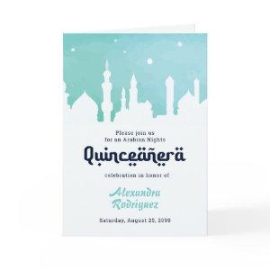Turquoise Arabian Nights Watercolor Quinceañera