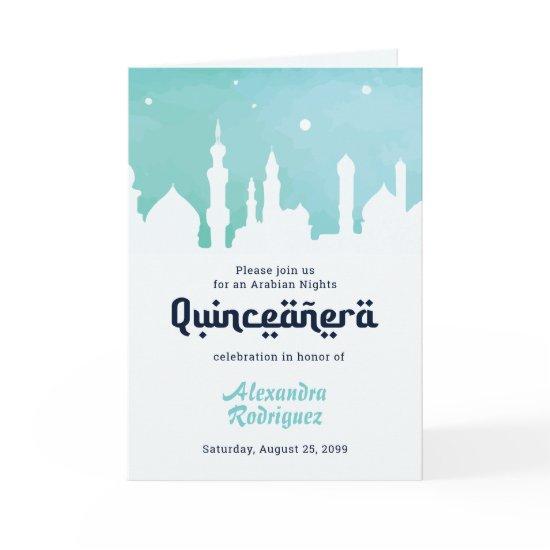 Turquoise Arabian Nights Watercolor Quinceañera