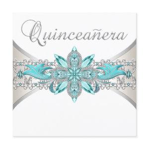 Turquoise Blue and Silver Quinceanera