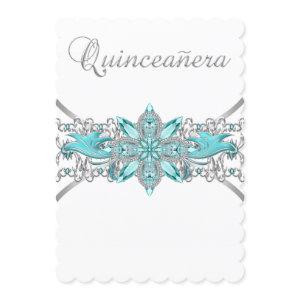 Turquoise Blue Silver Quinceanera