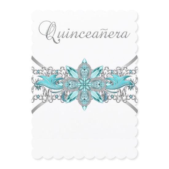 Turquoise Blue Silver Quinceanera
