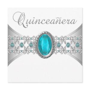 Turquoise Blue Silver Quinceanera
