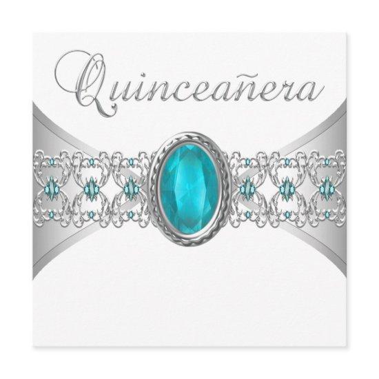 Turquoise Blue Silver Quinceanera