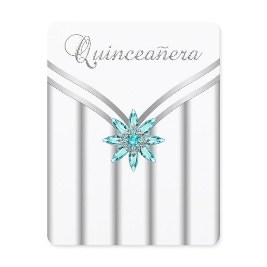 Turquoise Blue Silver Quinceanera