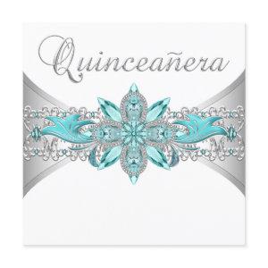 Turquoise Blue Silver Quinceanera