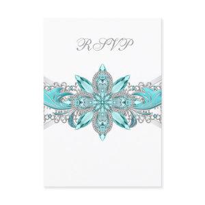Turquoise Blue Silver Quinceanera RSVP
