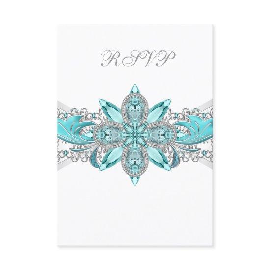 Turquoise Blue Silver Quinceanera RSVP