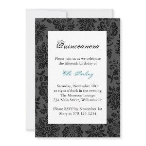 Turquoise Damask Birthday