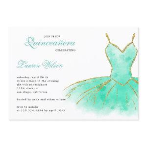Turquoise Glitter Gown Quinceanera