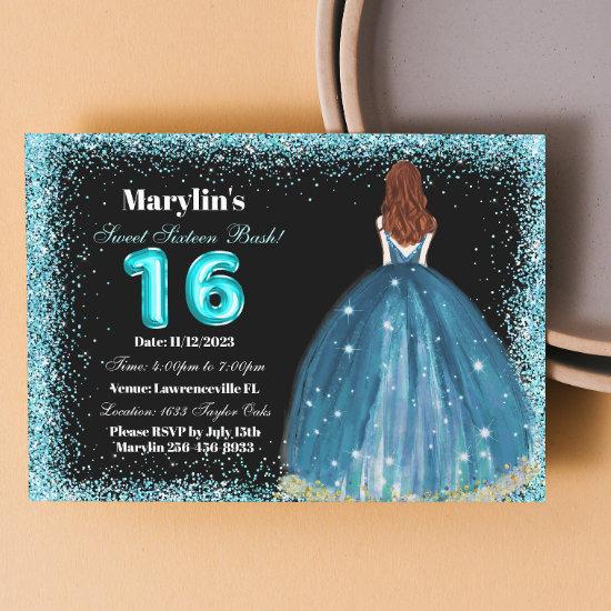 Turquoise Glitter Princess Extravaganza: Sweet 16