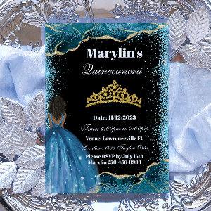 Turquoise Glitter Princess Quinceañera Tiara Magic
