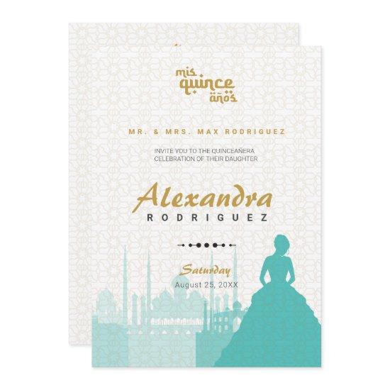 Turquoise & Gold Arabian Quinceañera Photo