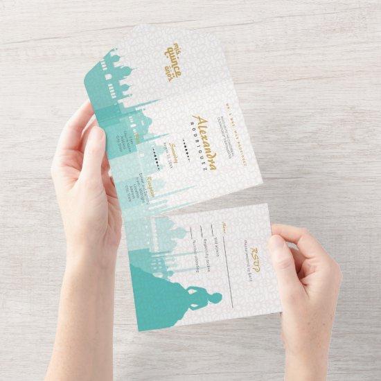 Turquoise & Gold Arabian Quinceañera Photo All In One