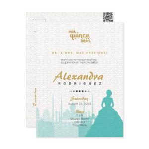Turquoise & Gold Arabian Quinceañera Photo Postcar Postcard
