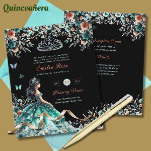Turquoise Green Quinceanera Dress Floral Butterfly