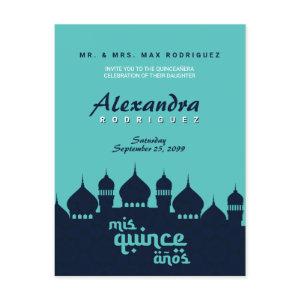 Turquoise Midnight Blue Arabian Nights Quinceañera Postcard