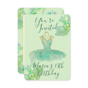 Turquoise Mint Gold Ballerina Dress Floral Perfume
