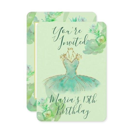 Turquoise Mint Gold Ballerina Dress Floral Perfume