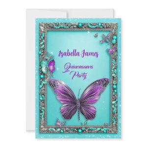 turquoise pearl purple Butterfly modern girly chic