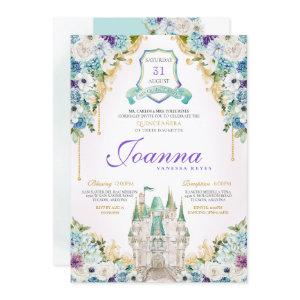 Turquoise Purple Princess Castle Royal Quinceanera