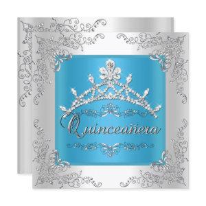 Turquoise Quinceanera 15th Birthday Silver Tiara