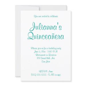 Turquoise Quinceañera Calligraphy Birthday