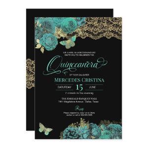 Turquoise Roses and Lace Butterfly Quinceañera