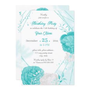 turquoise white floral geometric birthday party