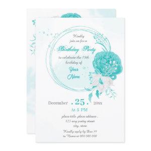 turquoise white floral wreath birthday party