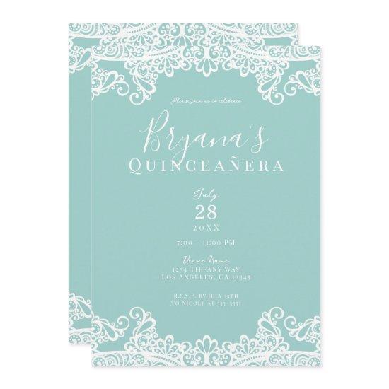 Turquoise & White Lace Elegant Quinceañera Party