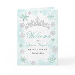 Turquoise Winter Wonderland Quinceanera Program