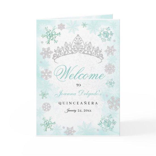 Turquoise Winter Wonderland Quinceanera Program