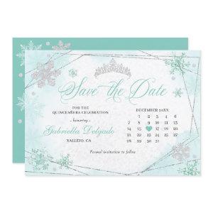 Turquoise Winter Wonderland Snow Save The Date