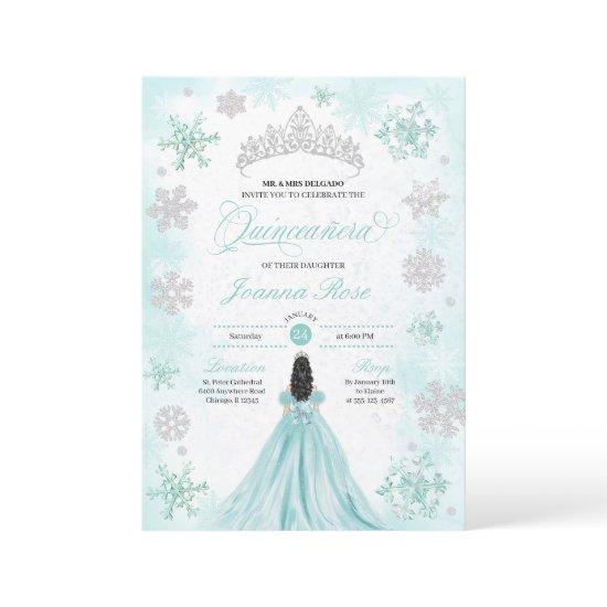 Turquoise Winter Wonderland Snowflake Quinceanera