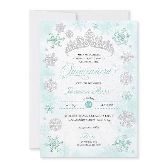 Turquoise Winter Wonderland Snowflake Quinceanera