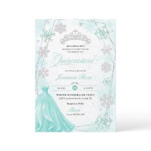 Turquoise Winter Wonderland Snowflake Quinceanera