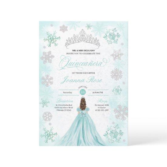 Turquoise Winter Wonderland Snowflake Quinceanera