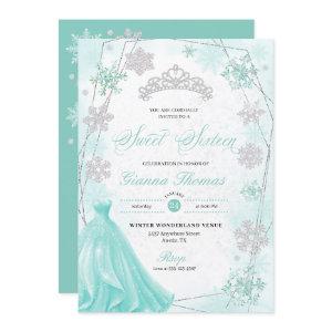 Turquoise Winter Wonderland Snowflake Sweet 16