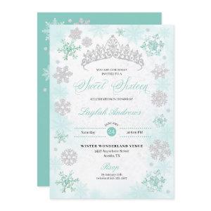 Turquoise Winter Wonderland Snowflake Sweet 16