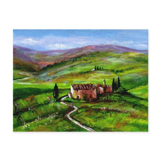 TUSCANY LANDSCAPE WITH GREEN HILLS POSTCARD