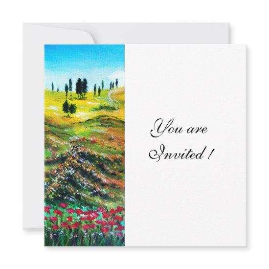 TUSCANY LANDSCAPE WITH POPPIES ,white