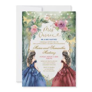 Twin Blue and Red Dress Floral Princess Mis Quince