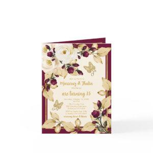Twin Girls 15th Birthday Ivory Burgundy Gold Photo