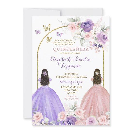 Twin Lilac and Blush Pink Quinceañera Princesses