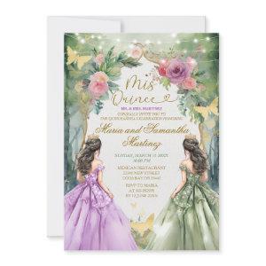 Twin Purple and Green Royal Princess Mis Quince