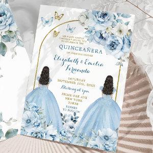Twins Dusty Blue Mexican Quinceañera Princesses