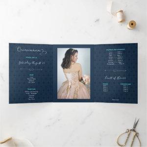 Two Photo Tropical Silhouette Quinceanera Tri-Fold