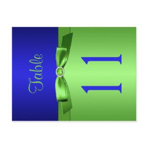 Two Sided Lime and Royal Blue Table Number